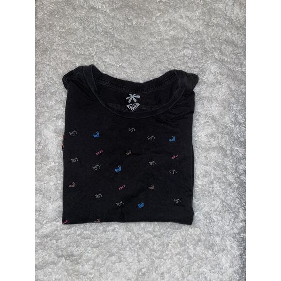 Roxy girls sz. L black logo design tee. Cute, fun - Picture 6 of 6